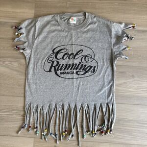 Vtg 80s Sun Island Shirt Womens Sleeveless Jamaica Cool Runnings Beads‎ Twists M